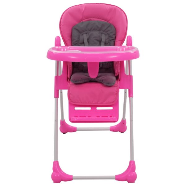 Cadeira de refeição para bebé rosa e cinzento - Image 2