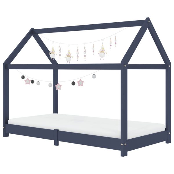 Estrutura de cama para crianças 70x140 cm pinho maciço cinzento - Image 2
