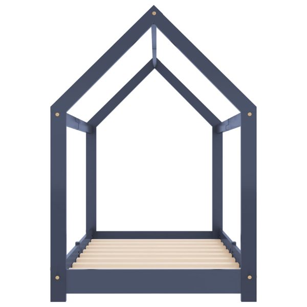 Estrutura de cama para crianças 70x140 cm pinho maciço cinzento - Image 4