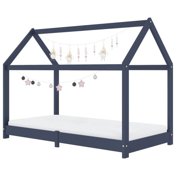 Estrutura de cama para crianças 80x160 cm pinho maciço cinza - Image 2