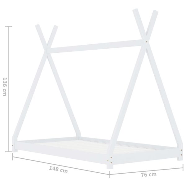 Estrutura de cama para crianças 70x140 cm pinho maciço branco - Image 7