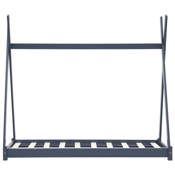 Estrutura de cama para crianças 70x140 cm pinho maciço cinzento - Image 3