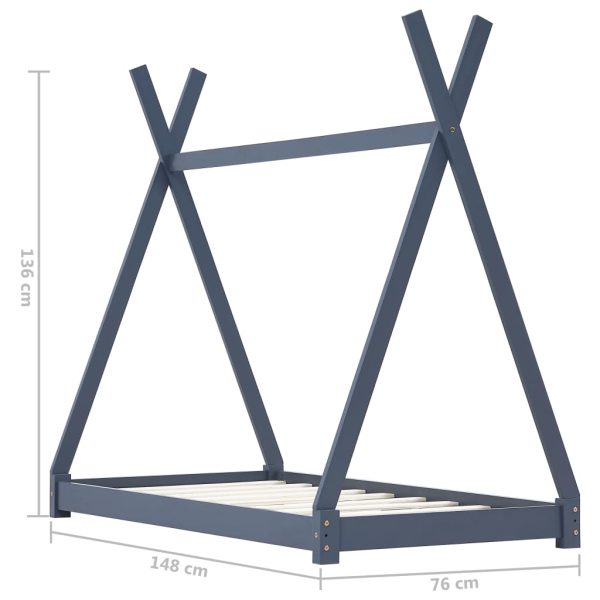 Estrutura de cama para crianças 70x140 cm pinho maciço cinzento - Image 7