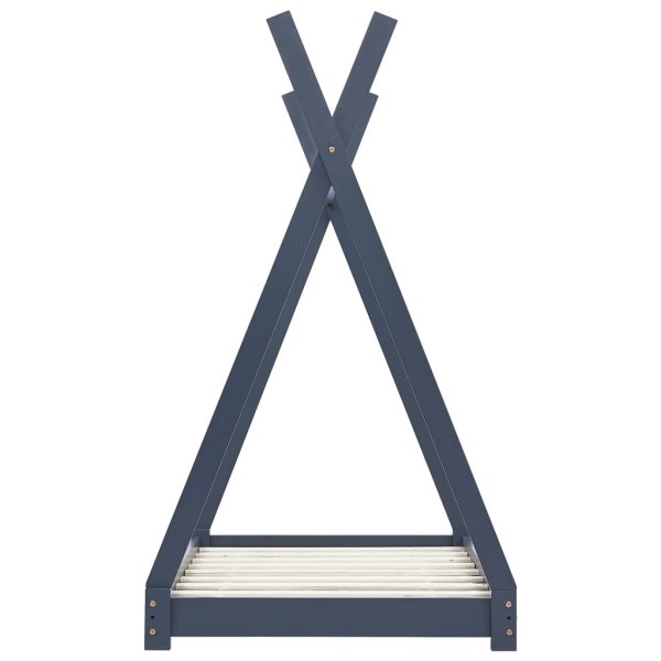 Estrutura de cama para crianças 80x160 cm pinho maciço cinza - Image 4