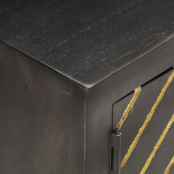 Móvel de TV 120x30x40 cm mangueira maciça preto e dourado - Image 5
