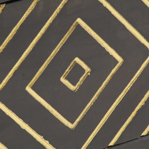 Móvel de TV 120x30x40 cm mangueira maciça preto e dourado - Image 6