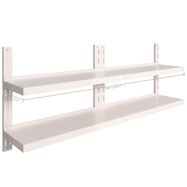 Prateleiras de parede suspensas 2 pcs 200x30 cm aço inoxidável - Image 6