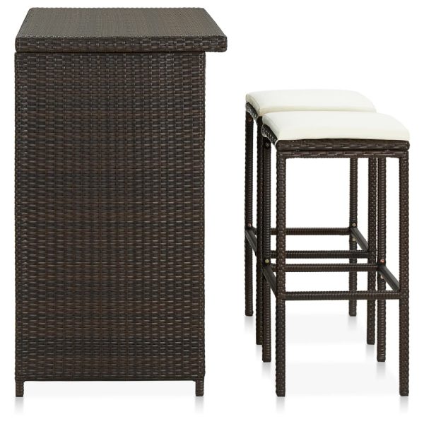 3 pcs conjunto de bar vime PE castanho - Image 3