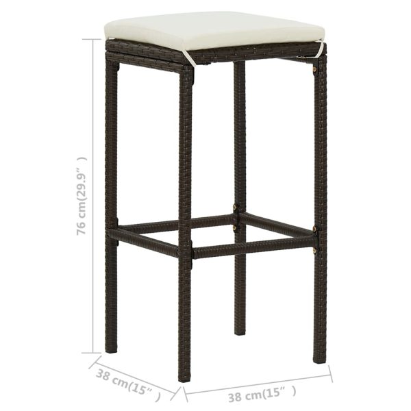 3 pcs conjunto de bar vime PE castanho - Image 10