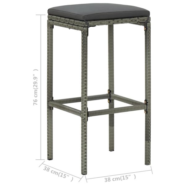 3 pcs conjunto de bar vime PE cinzento - Image 11