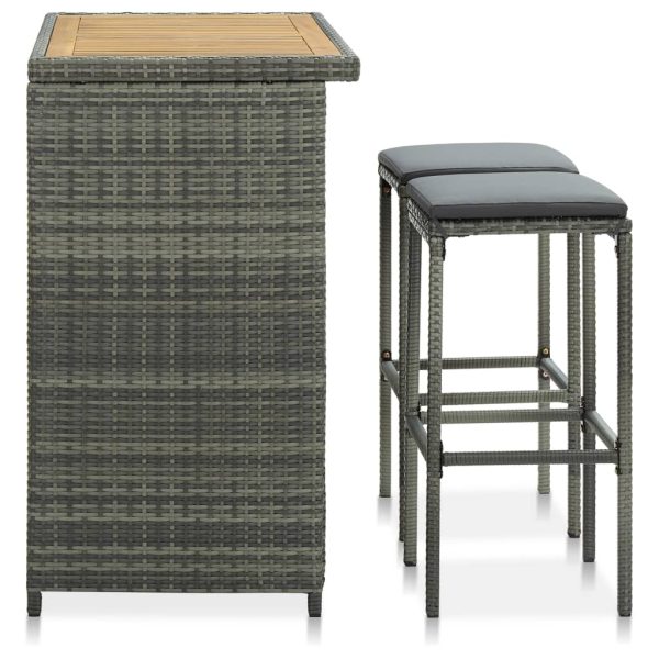 3 pcs conjunto de bar vime PE cinzento - Image 3