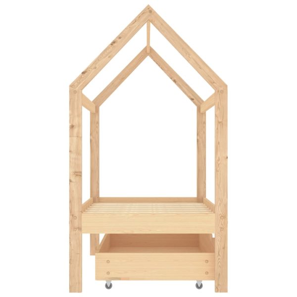 Estrutura de cama para crianças c/ gaveta 70x140cm pinho maciço - Image 3