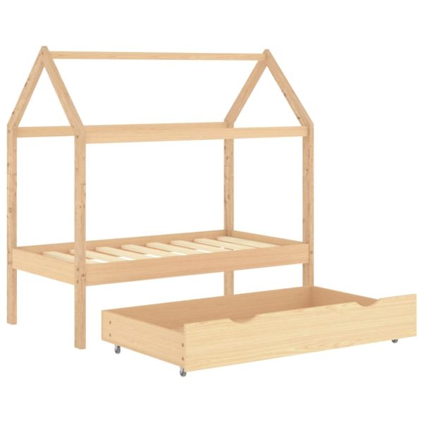 Estrutura de cama para crianças c/ gaveta 70x140cm pinho maciço - Image 4