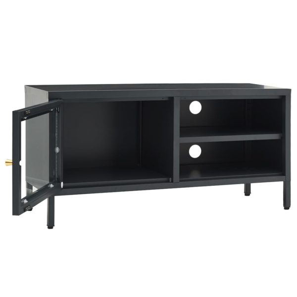 Móvel de TV 90x30x44 cm vidro e aço antracite - Image 5