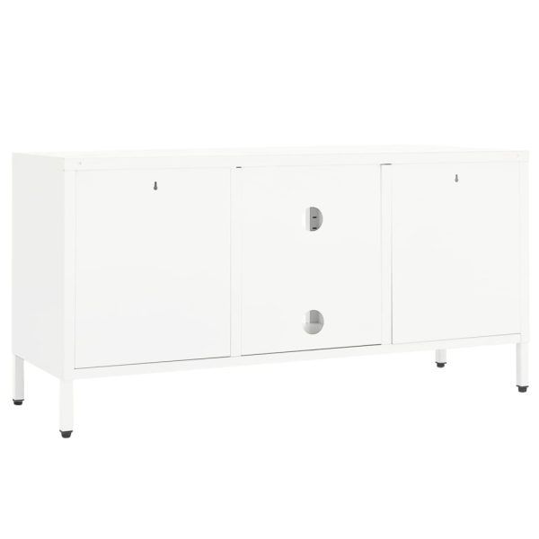 Móvel de TV 105x35x52 cm aço e vidro branco - Image 4