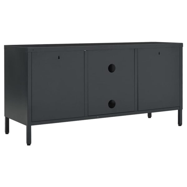 Móvel de TV 105x35x52 cm aço e vidro antracite - Image 4