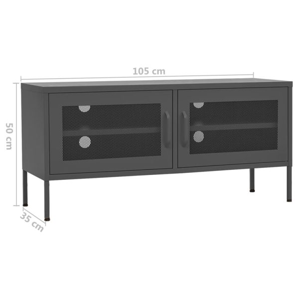 Móvel de TV aço 105x35x50 cm antracite - Image 8