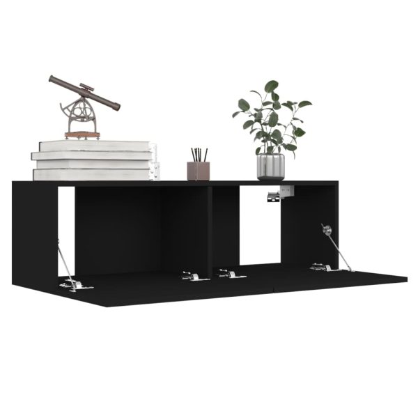 Móveis de TV 4 pcs 100x30x30 cm derivados de madeira preto - Image 3