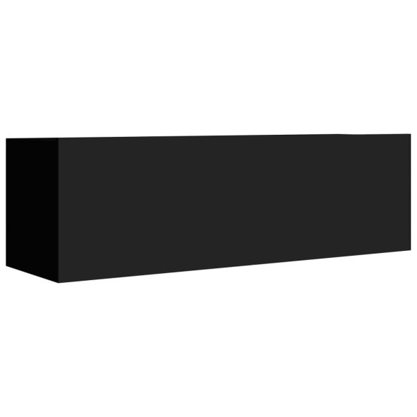 Móveis de TV 4 pcs 100x30x30 cm derivados de madeira preto - Image 4