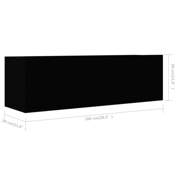 5 pcs conjunto de móveis de TV derivados de madeira preto - Image 8