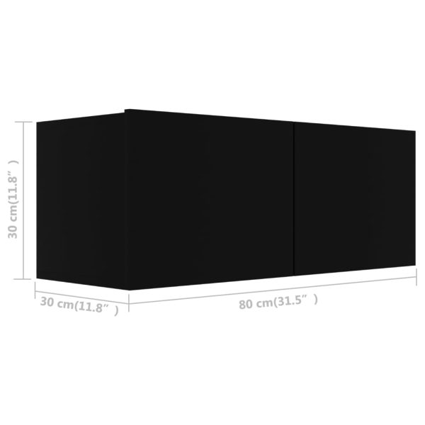2 pcs conjunto de móveis de TV derivados de madeira preto - Image 5