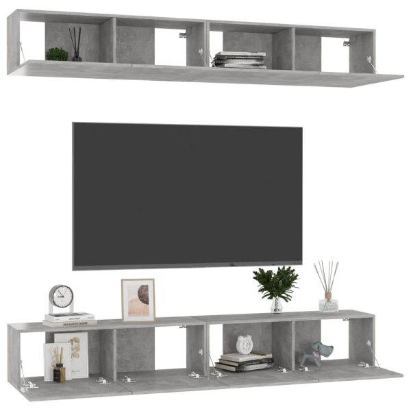 Móveis de TV 4 pcs 100x30x30 cm contraplacado cinzento cimento - Image 2