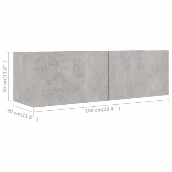2 pcs conjunto de móveis de TV derivados madeira cinza cimento - Image 6