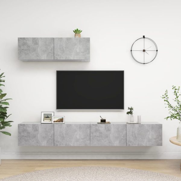 Móveis de TV 3 pcs derivados madeira cinzento cimento