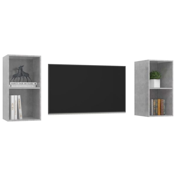 Armários de parede para TV 2pcs derivados madeira cinza cimento - Image 2