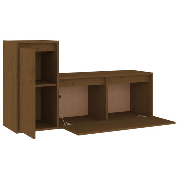 Móveis de TV 2 pcs madeira de pinho maciça castanho-mel - Image 3