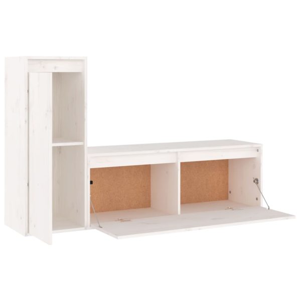 Móveis de TV 2 pcs madeira de pinho maciça branco - Image 3
