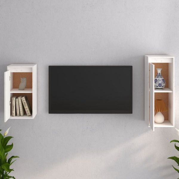 Móveis de TV 2 pcs madeira de pinho maciça branco - Image 2