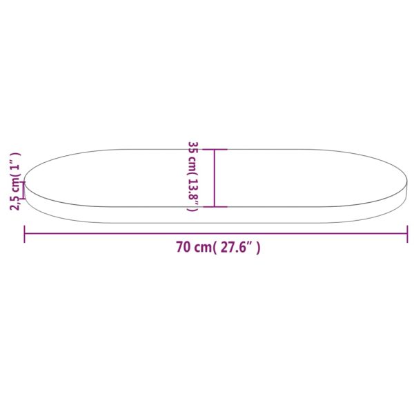 Tampo de mesa oval 70x35x2,5 cm madeira de pinho maciça - Image 7