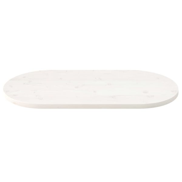 Tampo de mesa oval 90x45x2,5 cm madeira de pinho maciça branco - Image 3
