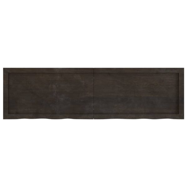 Tampo de mesa 140x40x(2-6) cm carvalho tratado castanho-escuro - Image 3