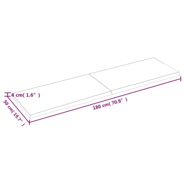 Tampo de mesa 180x50x(2-4) cm carvalho tratado castanho-escuro - Image 8