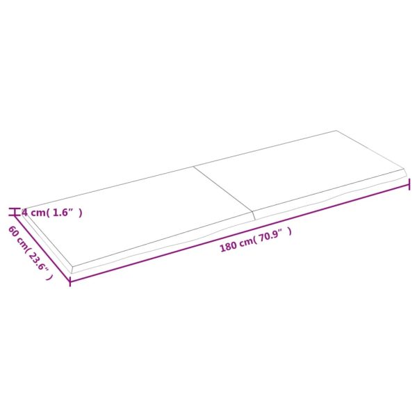 Tampo de mesa 180x60x(2-4) cm carvalho tratado castanho-escuro - Image 8