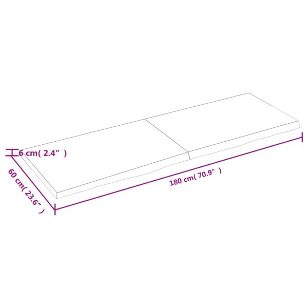Tampo de mesa 180x60x(2-6) cm carvalho tratado castanho-escuro - Image 8