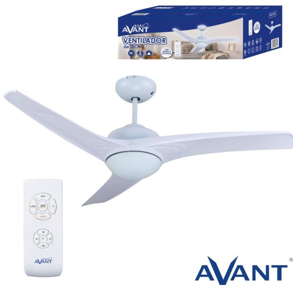 VENTILADOR AVANT TECHO BLANCO 135CM 70W 3ASPAS C/LAMPARA-MANDO