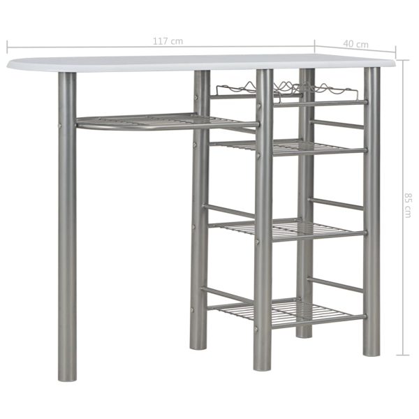 3 pcs conjunto de bar com prateleiras de madeira e aço branco - Image 12