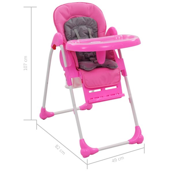 Cadeira de refeição para bebé rosa e cinzento - Image 12