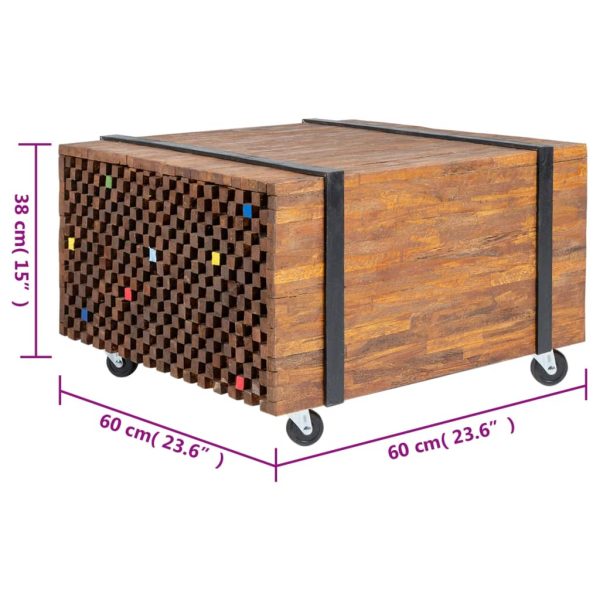 Mesa lateral em teca 60x60x38 cm - Image 8