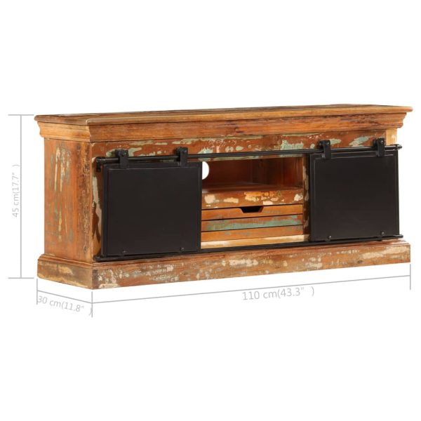 Móvel de TV 110x30x45 cm madeira recuperada maciça - Image 12