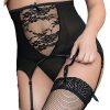 4XL-5XL BRAGUITA DE CINTURA CON ENCAJE CON LIGUERO SEXY NEGRO