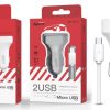 CARGADOR AVANT DE COCHE 2.4A - 2PUERTOS + CABLE MICRO USB BLANCO - Image 2