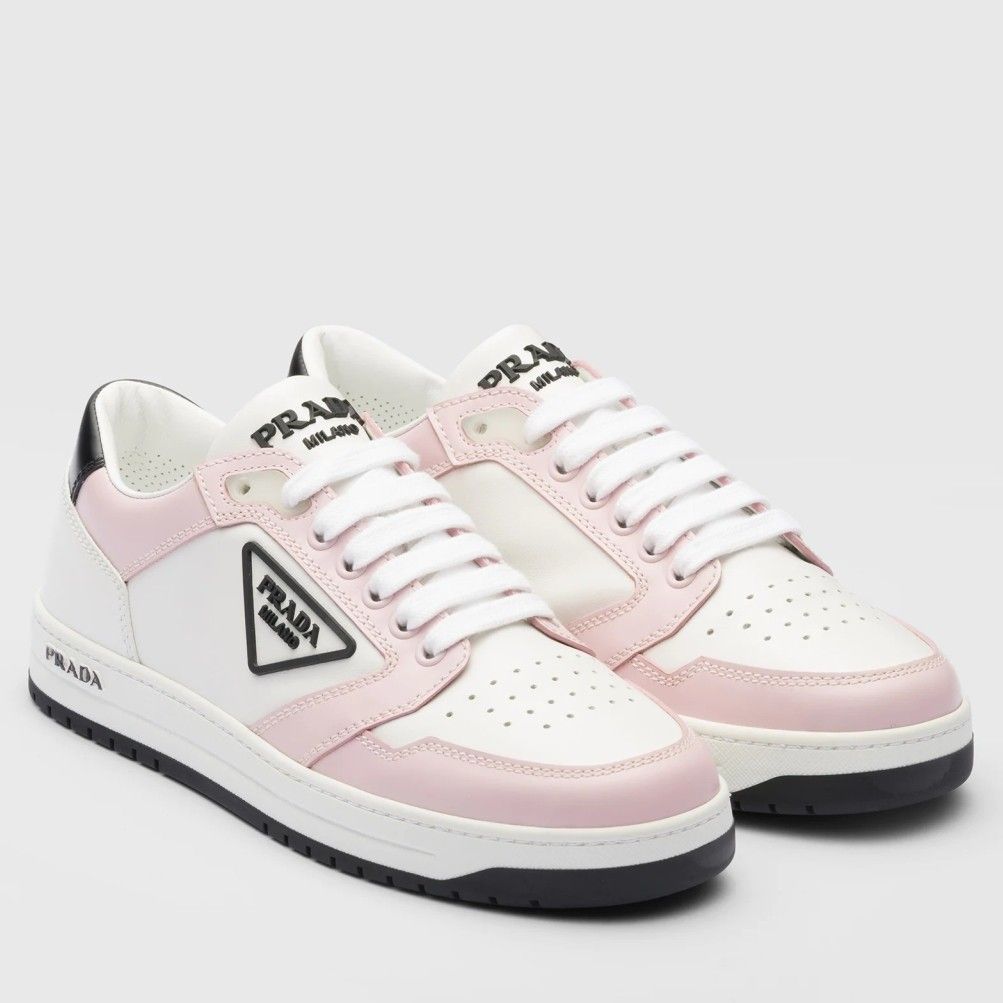 Prada District Sneakers in White and Pink Calfskin 12560687