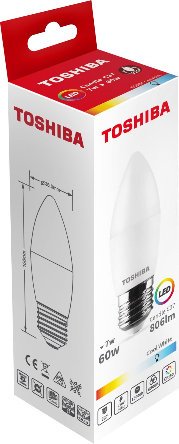 BOMBILLA LED TOSHIBA C37 E27 7W 6500K