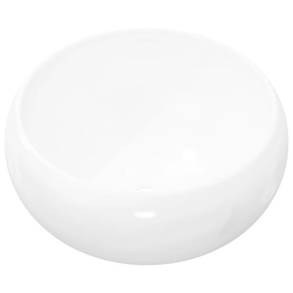 Lavatório redondo em cerâmica branco 40x15 cm - Image 2