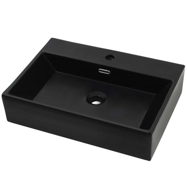 Lavatório c/ abertura torneira cerâmica preto 60,5x42,5x14,5cm - Image 2