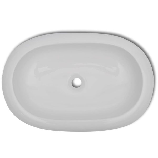 Lavatório cerâmica 63 x 42 cm, forma oval / Branca - Image 3
